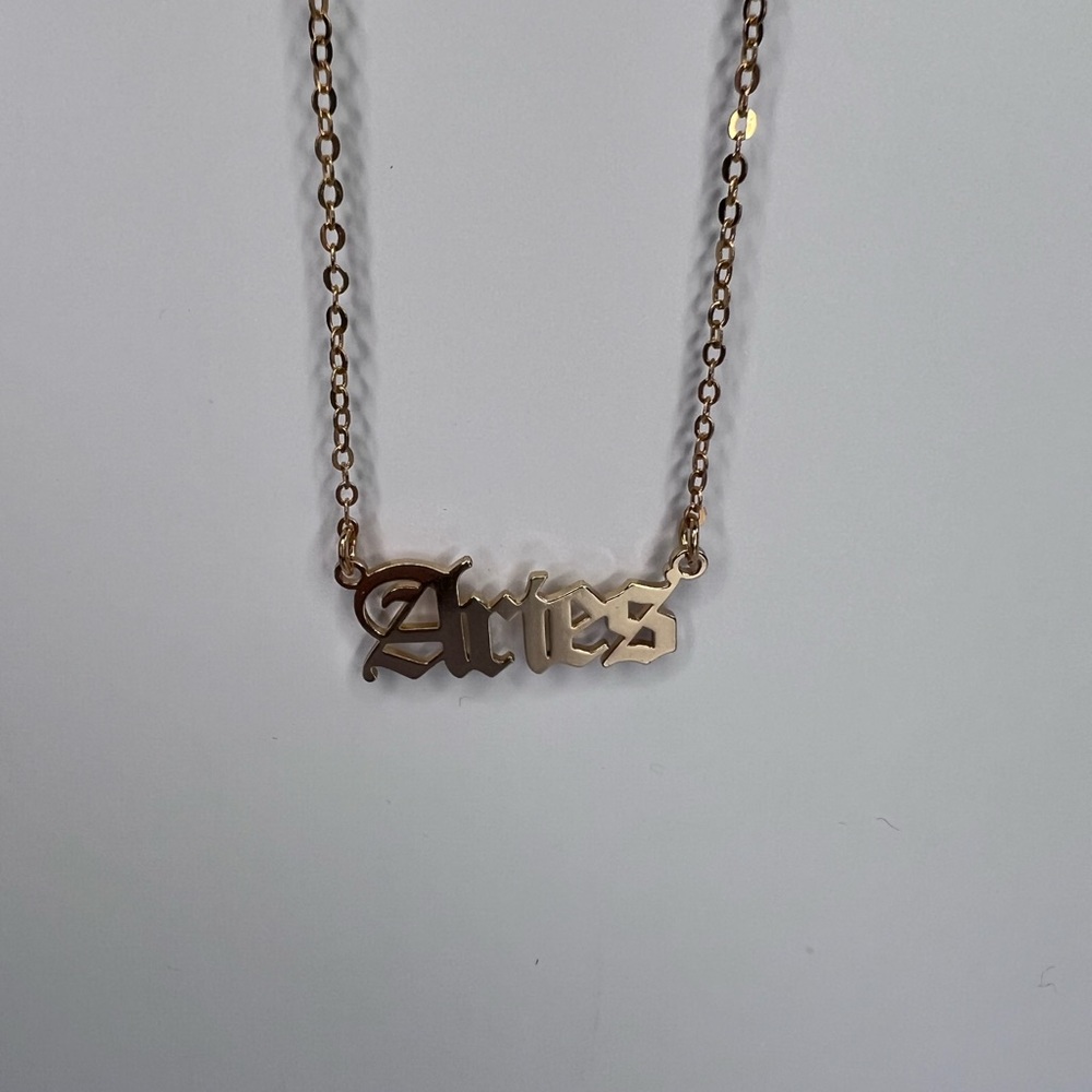 Gold Aries Pendant Necklace